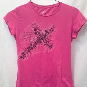 Pedals Pink T-shirt with Cross Graphic Sz XL